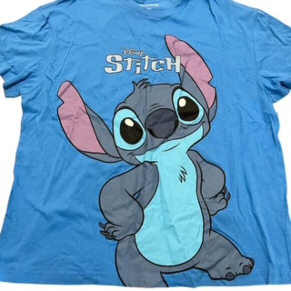 NEW Disney Stitch Front & Back Graphic Blue Short Sleeve T-shirt Women’s Size XL - Picture 4 of 14